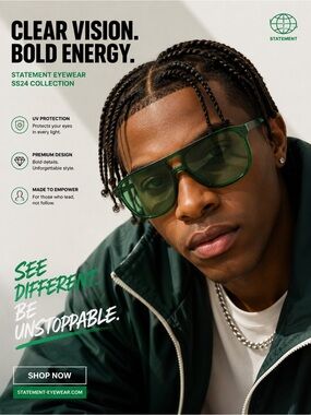 Statement Eyewear Green Oversized Square Sunglasses